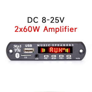 120 Вт усилитель MP3 декодер плата 8-24 В для 5,3 автоплеера USB модуль записи <span class=keywords><strong>FM</strong></span> Aux радио динамик пластиковая карта TF WAV - Product Image 2