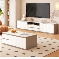 Meuble TV extensible moderne et luxueux, table basse, meuble de sol en bois, panneau en roche solide pour salon et chambre à coucher