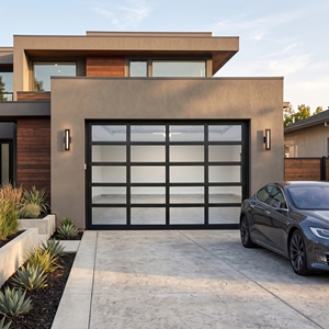 <span class=keywords><strong>Porte</strong></span> de <span class=keywords><strong>garage</strong></span> <span class=keywords><strong>sectionnelle</strong></span> automatique moderne résidentielle en alliage d'aluminium noir, étanche et coupe-vent, avec verre trempé, <span class=keywords><strong>prix</strong></span> de gros - Product Image 2