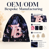 Sac à cordon en satin imprimé personnalisé avec logo, embouts métalliques, pour vêtements, écharpes, perruques, lingerie, accessoires, cadeaux, vente en gros, OEM