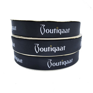 Gift Packing Wholesale Custom Logo 1inch 25mm <strong>Black</strong> Printed 100% Polyester Single Face Eco-friendly Satin <strong>Ribbon</strong> - Product Image 5