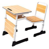 Ensemble de bureau et chaise d'école réglables, table d'étude en bois avec étagères de rangement, mobilier de classe robuste, directement de l'usine