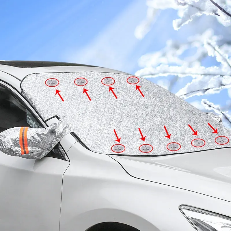 Car Windscreen Cover Anti Snow Frost Ice Shield Dust Protector Heat Sun Shade Magnetic Car Window Screen Frost Large Snow Cover