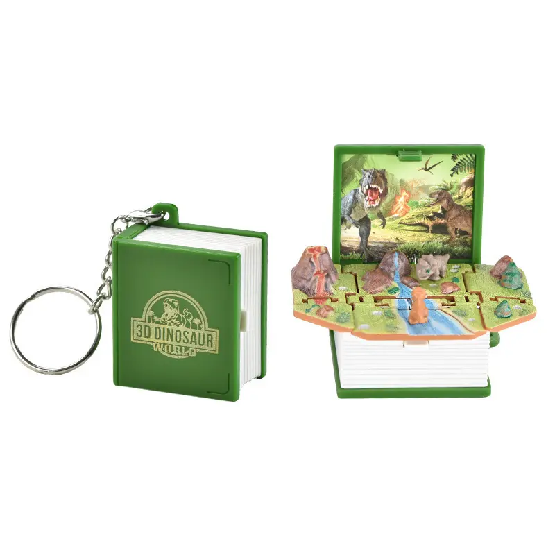 3D Pop Up Book Keychain 3D Mini book Key Chain Folding Book Keychain School Puzzles Children's Creative Toy Foldable