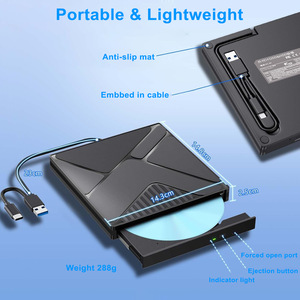 Lecteur <span class=keywords><strong>CD</strong></span>/<span class=keywords><strong>DVD</strong></span>/VCD portable tout-en-un USB-C USB 3.0 <span class=keywords><strong>Graveur</strong></span> <span class=keywords><strong>de</strong></span> lumières colorées pour ordinateur portable Lecteur <span class=keywords><strong>DVD</strong></span>-RW externe - Product Image 2
