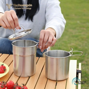 Ensemble de casseroles pliantes en acier inoxydable, rondes, portables, pour le camping, vaisselle au design minimaliste, passe au lave-vaisselle - Product Image 4