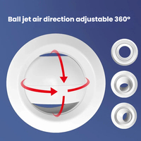 Buse de jet sphérique en ABS, diffuseur à boule, conception détachable, longue portée d'air, sortie d'air à faible bruit pour CVC commercial