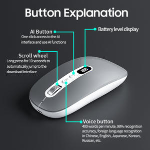 Souris sans fil IA avec logo personnalisé, saisie vocale, génération de présentations PPT, traduction en temps réel, ergonomique, rechargeable Type-C pour le bureau et l'école - Product Image 3