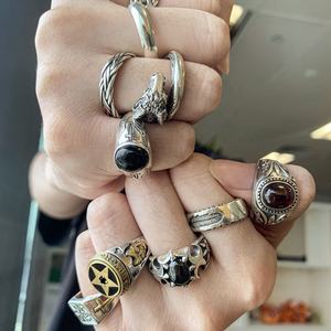 Vintage nero grande onice <span class=keywords><strong>signore</strong></span> della moda Cool Boy Signet Eternity Silver 925 <span class=keywords><strong>anelli</strong></span> uomo anello in argento disegni anello da uomo - Product Image 4