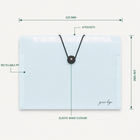 Porte-documents extensible A4 avec logo personnalisé, 8 pochettes, organiseur de documents en accordéon avec fermeture à bouton élastique, bureau, école
