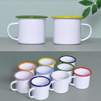 OEM Outdoor Camping Picknick Op Maat Gesublimeerd Bedrukt Gekleurd Oranje Emaille Tin Koffiemok Emailleware Mok