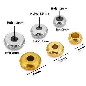 Perles entretoises à facettes 4mm 5mm 6mm |   Perles de positionnement plates en acier inoxydable plaqué or PVD à découpe engrenée pour la fabrication de bijoux DIY - Product Image 2
