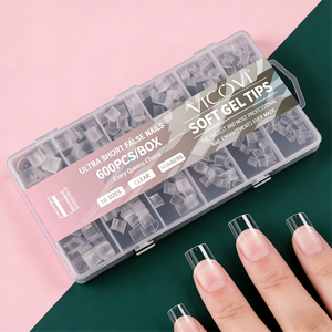 Puntas de Uñas Postizas Ovaladas Cortas de ABS, 600 Piezas, Ultrafinas, Semi-Mate, Sin Necesidad de Pulir, para Extensión de Uñas Francesas Cuadradas - Product Image 6