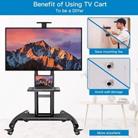 Support TV mobile d'angle motorisé avec trépied, support de moniteur, socle pivotant pour écran LCD LED audio, chariot TV sur pied