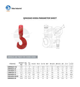 Gancho <span class=keywords><strong>de</strong></span> Acero Forjado G80 con Ojo Giratorio y Recubrimiento en Polvo Rojo <span class=keywords><strong>de</strong></span> Alta Resistencia para Almacenamiento, Amarre, Remolque y Elevación <span class=keywords><strong>de</strong></span> HIDEA, <span class=keywords><strong>de</strong></span> 2t a 21.2t - Product Image 2
