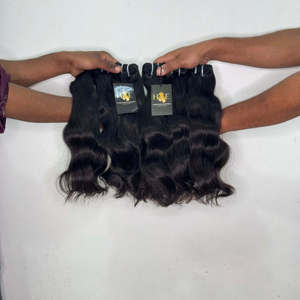 Lot de Cheveux Humains Vierges Indiens Non Traités de Temple, Style Ondulé Bouclé avec Closure et Frontal, Ondulation Profonde Lâche - Product Image 1