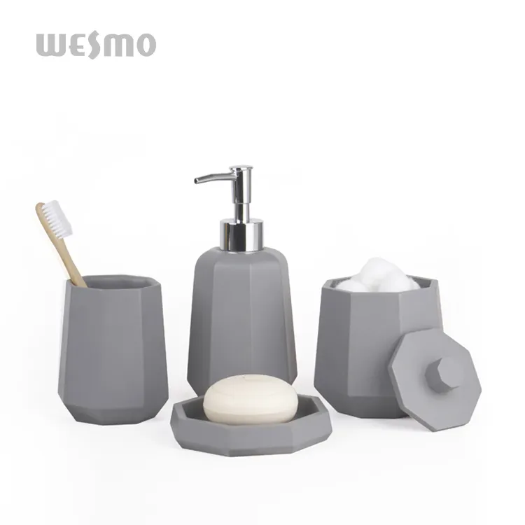 Bathing Products Personalized Sandstone Polyresin Bathroom Accessories Set with Tooth Brush Holder