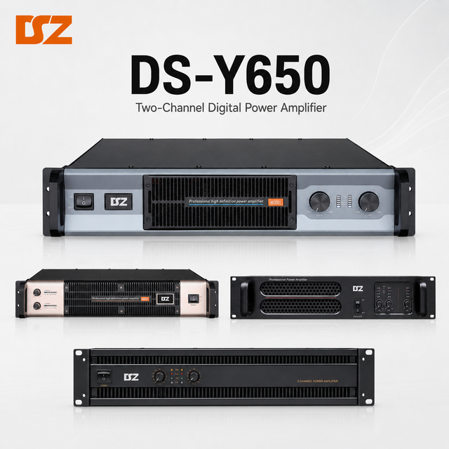 2-Channel Class-D Amplifier 2U Rack Mount Professional Power Amplifier 2*650W Stereo Audio Amplifier