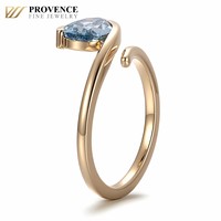 Bague de fiançailles en or jaune 10 carats avec diamant de 2 carats de forme poire bleu cultivé en laboratoire, bijoux fins de Provence pour femmes