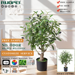 RUOPEI Bonsái Artificial de <span class=keywords><strong>Olivo</strong></span>, Plástico Realista, Resistente al Agua, Ecológico, Decoración Interior y Exterior, Frutos Negros, Sin Olor - Product Image 1