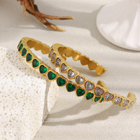 Bracelet Gaovo de Luxe Premium en Acier Inoxydable Plaqué Or 18K avec Cœur Entièrement Pavé de Zircons Cubiques, Design Créatif Original, Bijou Tendance pour Femme