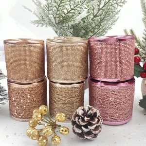 Pita Natal Jala Berpinggir Kawat Berkilau 2,5 inci untuk Dekorasi Liburan Kerajinan Seni DIY - Product Image 2