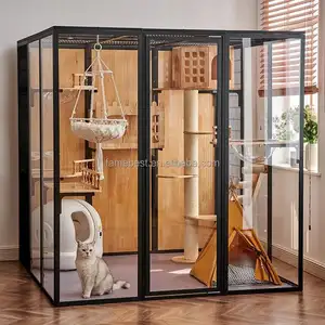 Tour de chat Super Space Home Cabinet de chat Panorama Cat House Chambre en verre de luxe