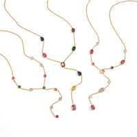Collier Y en zircon 5A coloré, chaîne de luxe en acier inoxydable, anti-ternissement, pour femme, usage quotidien et accessoire de fête – Vente chaude