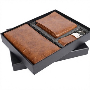 Mens Brown Faux Leather Gift Set Includes <b>Wallet</b> Sunglasses Case Passport <b>Holder</b> And Keychain Luxury Corporate Gifting Box - Product Image 1