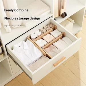 Séparateur de <span class=keywords><strong>tiroir</strong></span> en bois, télescopique intégré sans ressort, pliable, en <span class=keywords><strong>plastique</strong></span> ABS, organisateur de vêtements flexible - Product Image 2
