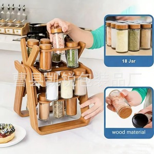 Estante giratorio de madera para especias con diseño de noria, 8 niveles, almacenamiento hermético para condimentos de cocina, uso en escritorio. - Product Image 2