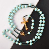 2025 nouveaux articles de bijoux religieux personnalisés catholique vierge marie chaîne chapelet 8mm 10mm perles de verre colliers