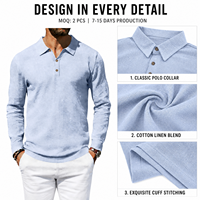 Chemises en mélange de lin à marque privée pour hommes, coupe classique, boutonnées, respirantes, à manches longues, pour le bureau et les occasions décontractées
