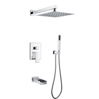 Alimentation d'eau chaude et froide, livraison gratuite, revêtement or brossé, remplissage de baignoire, robinet de bain-douche encastré en laiton