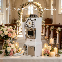 Cabine téléphonique antique avec livre d'or audio/vidéo, mémoire 32 Go, photomaton portable pour mariage