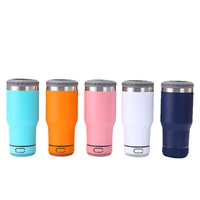 Gobelet musical isotherme en acier inoxydable à double paroi, 14 oz, 4-en-1, avec fonction de refroidissement pour boissons, chargement USB, logo personnalisé ODM, pour le camping et les voyages