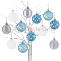 EAGLEGIFTS Offre d'échantillon à prix d'usine Boules de Noël uniques pour le festival Cadeau de Noël Argent Blanc Bleu Plastique Finition brillante