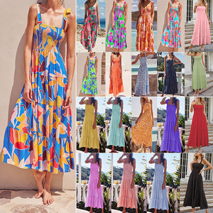 Nuevo Vestido Largo de Verano 2026 para Mujer, Estampado Floral, Sin Mangas, Cuello Cuadrado, Tirantes Ajustables, Estilo Francés, Personalizable - Product Image 3