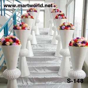 Hot sale beautiful white solid wedding flower vase walway pillars stand for wedding gifts party event decorations (S-148)