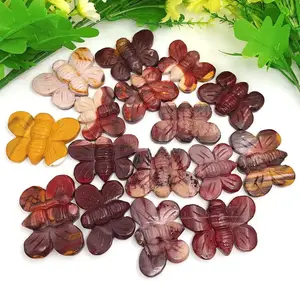 Global Best-selling 5cm MookaiteGem Stone Butterfly Carving Crafts Healing Gemstone Crystal Stone For Decoration