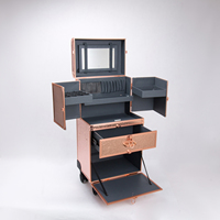KONCAI Valise de rangement portable multicouche en aluminium pour maquillage et ongles, grande capacité, rose doré, pour artistes ongulaires