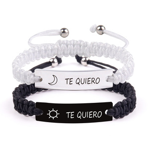 Commercio all'ingrosso Logo in acciaio inox ciondolo treccia treccia coppia braccialetti per gli uomini e le donne amante amico - Product Image 5