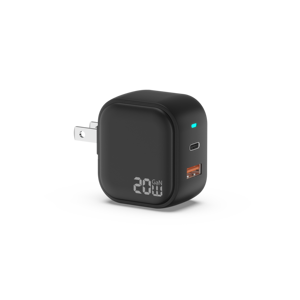 Promotional Business Gifts Phone Charger Black EU Plug 20W USB a + C Wall Charger PD 20W Adapter With Led Light