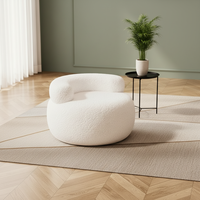 Nordischer Creme-Samt Einzelsessel Moderner Lazy Curve U-förmiger Sessel Multifunktional für Wohnzimmer Schlafzimmer Esszimmer