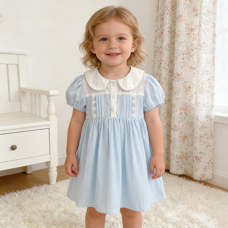 Little Girl Peter Pan Collar Dress - Sweet & Simple Style Little Girl Peter Pan Collar Dress - Sweet & Simple Style