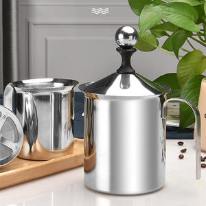 Distributeur de crème fouettée <span class=keywords><strong>manuel</strong></span> en acier inoxydable 304, mousseur à lait pour café et cappuccino, mousseur à lait - Product Image 2