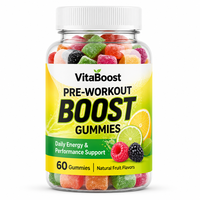 PEAK Pre Workout Boost Gummies 60 Buah Suplemen Diet Berbasis Tumbuhan Ekstrak Tanaman untuk Energi Pra-Latihan Bahan Bakar Latihan