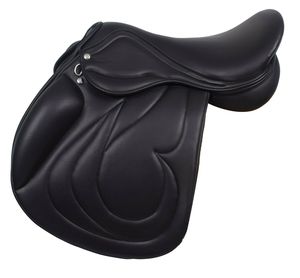 Selle d'obstacle anglaise Cosmico Ventures en cuir, arceau en bois, quincaillerie nickelée, noire, écologique, confortable, amovible et lavable - Product Image 1