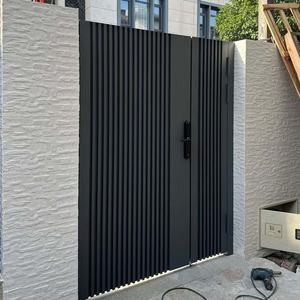 Panneaux de clôture en aluminium à lattes avec <span class=keywords><strong>portail</strong></span> <span class=keywords><strong>coulissant</strong></span> électrique - Clôture de sécurité et d'intimité, design moderne extérieur - Product Image 2