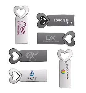 แฟลชไดรฟ์ USB รูปหัวใจโลหะแบบคลาสสิก,ของขวัญแต่งงานหน่วยความจำ32Gb 16Gb โลโก้ U ดิสก์แบบกำหนดเองใหม่